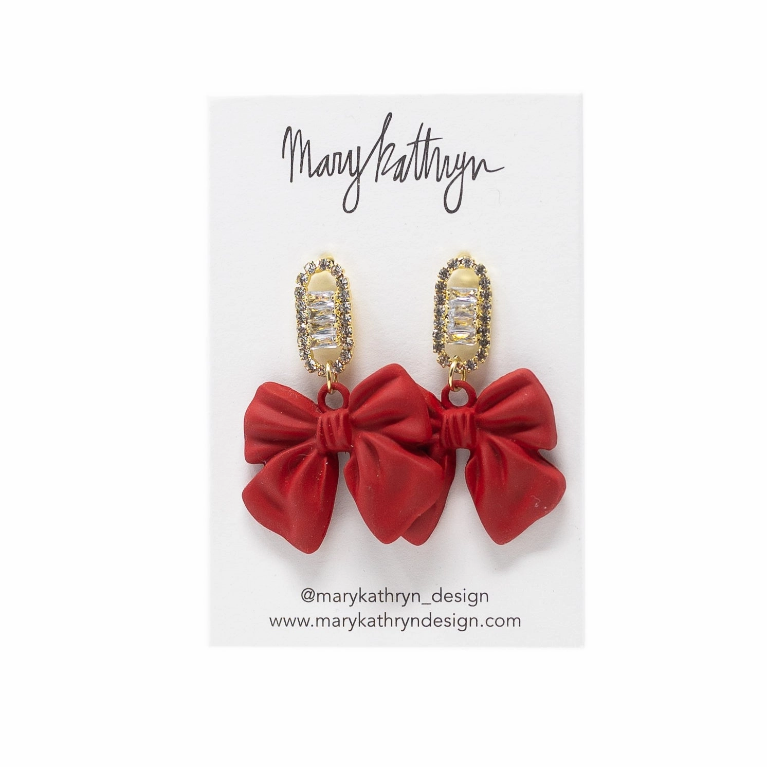 Red Glitzy Bow Earrings Event Edge