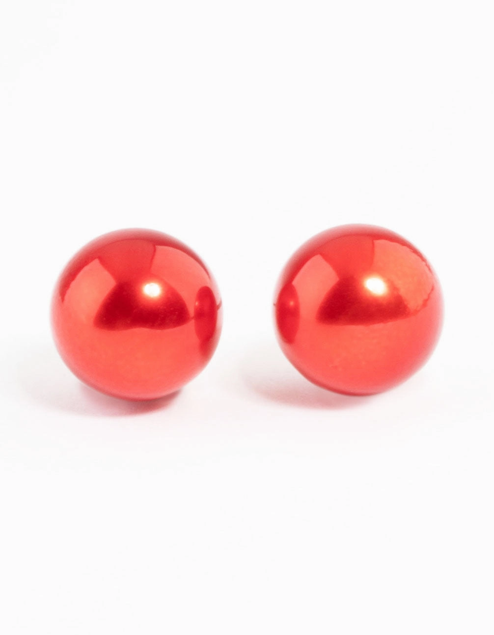 Effortless Design Luxury Taste Red Metalic Ball Stud Earrings
