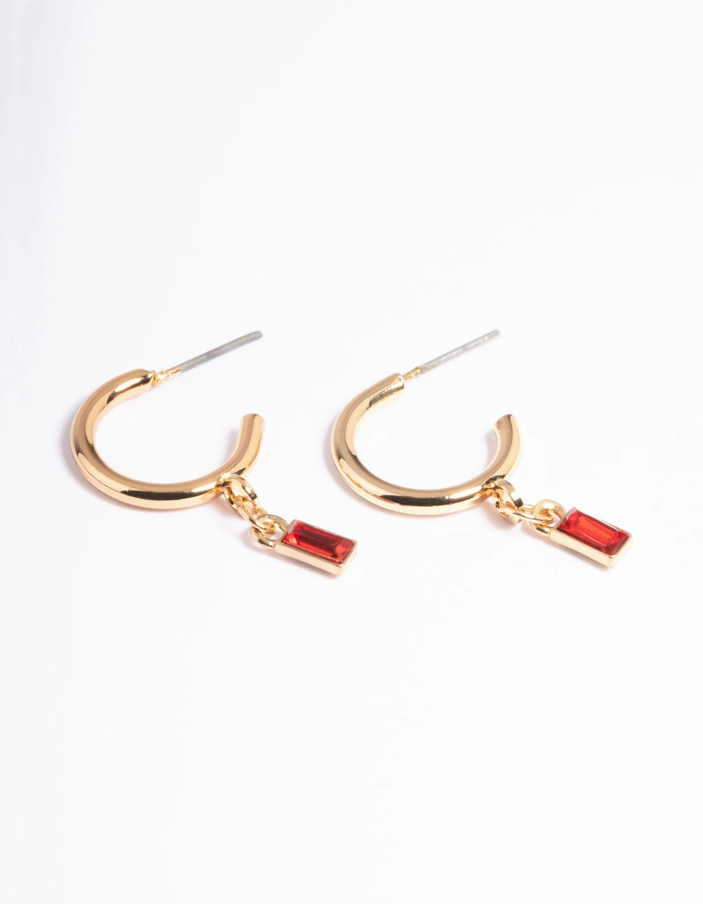 Timeless Accessory Red Stone Drop Huggie Earrings