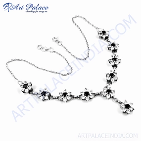 Latest Design Cubic Zirconia Gemstone Silver Necklace | Trendy & Impressive CZ Necklace Dreamy Touch Amazing Piece