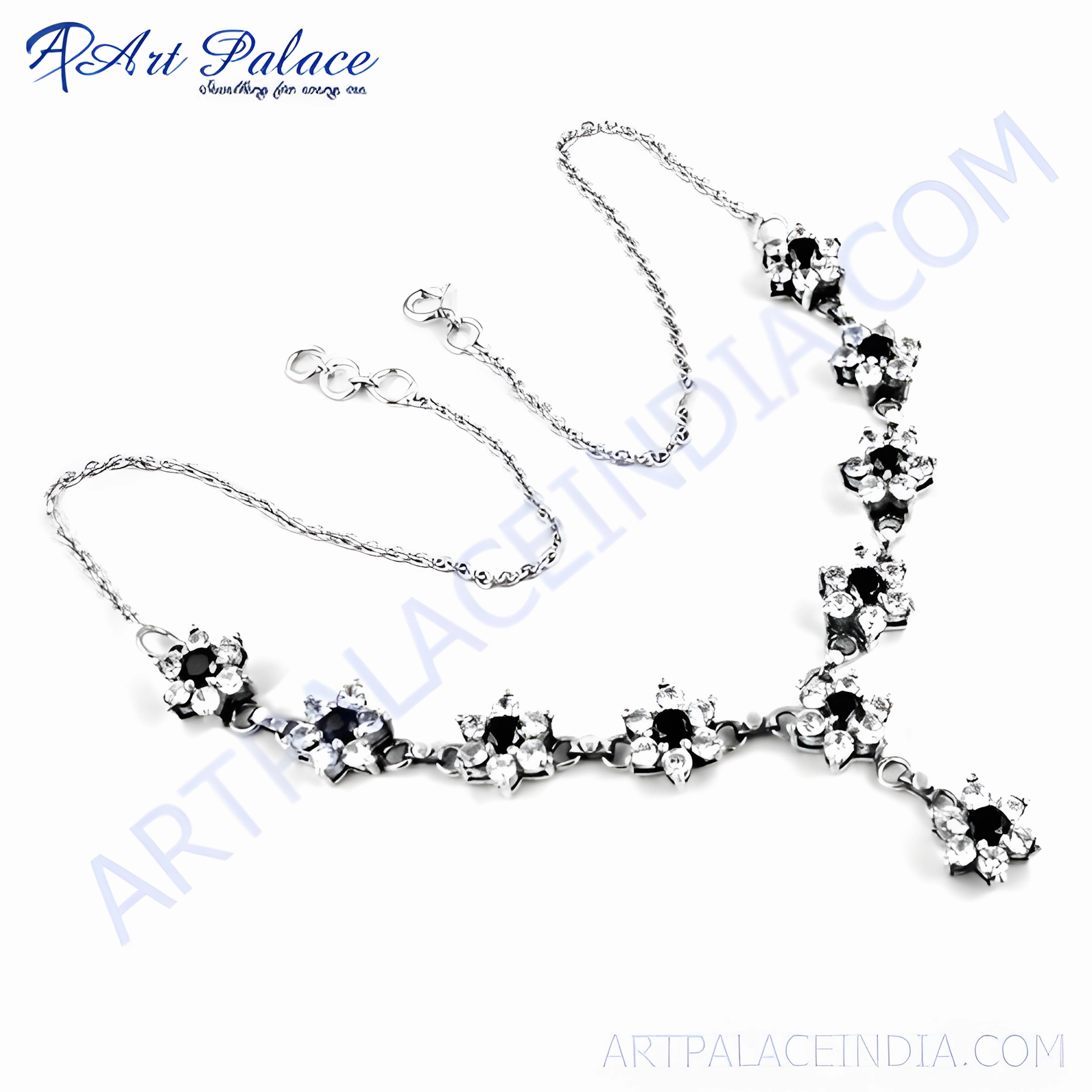 Latest Design Cubic Zirconia Gemstone Silver Necklace | Trendy & Impressive CZ Necklace Dreamy Touch Amazing Piece