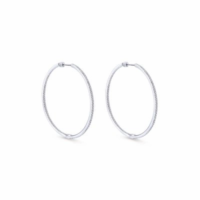 Chic Option Glittering Selection 14kw DIAMOND HOOP EARRINGS
