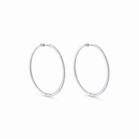 Chic Option Glittering Selection 14kw DIAMOND HOOP EARRINGS