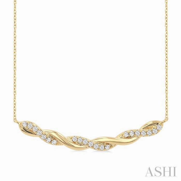 1/3 Ctw Round Cut Diamond Twisted Fashion Necklace in 14K Yellow Gold Leisure Wear For Couple