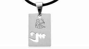 Subtle Jewelry Surgical Steel Dog Tag Pendant with Black Leather Cord