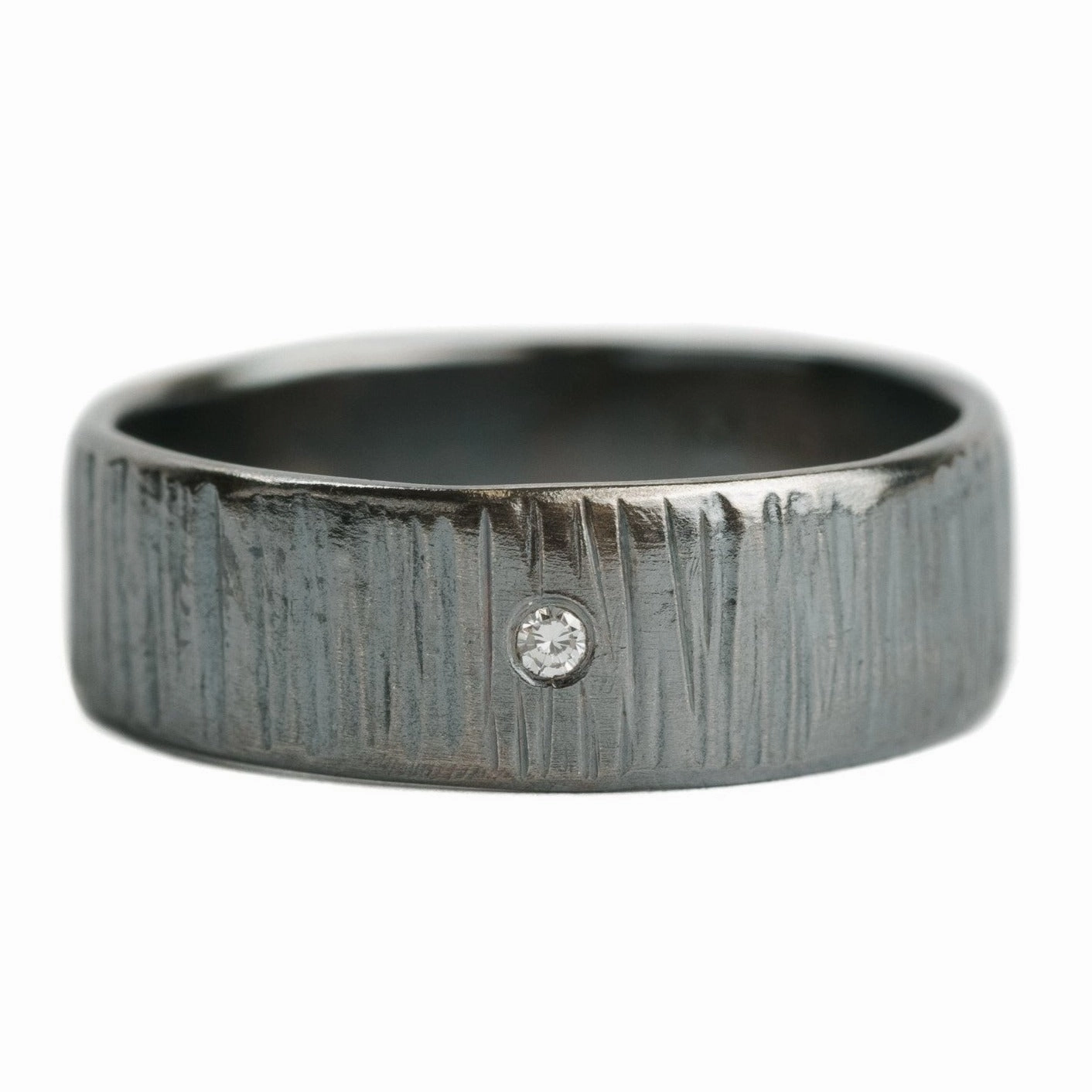 Premium Look Men's Silver Aspen Diamond Band