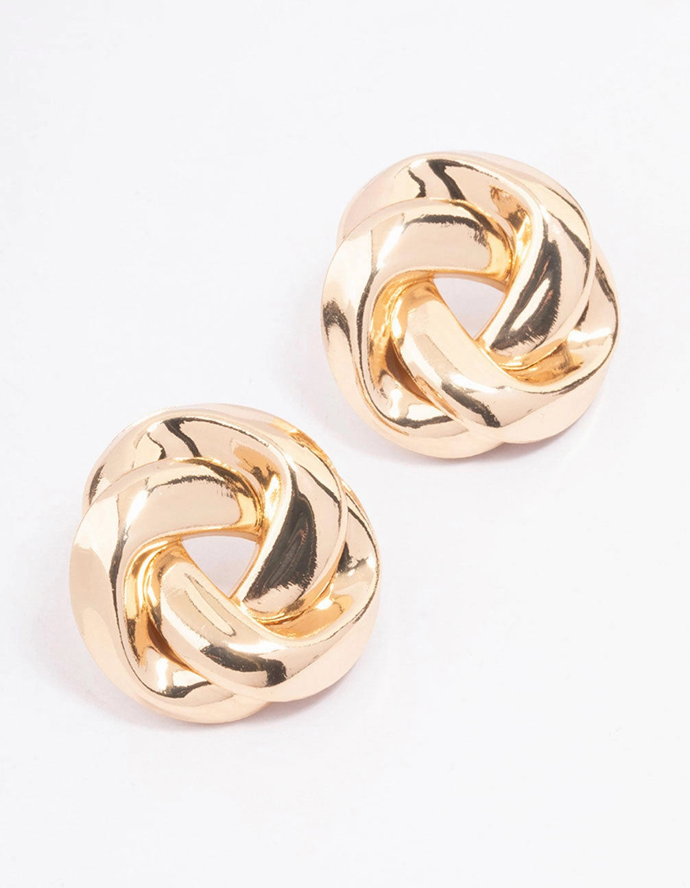 Gold Twisted Rope Circle Stud Earrings Lustrous Accent Bold Style