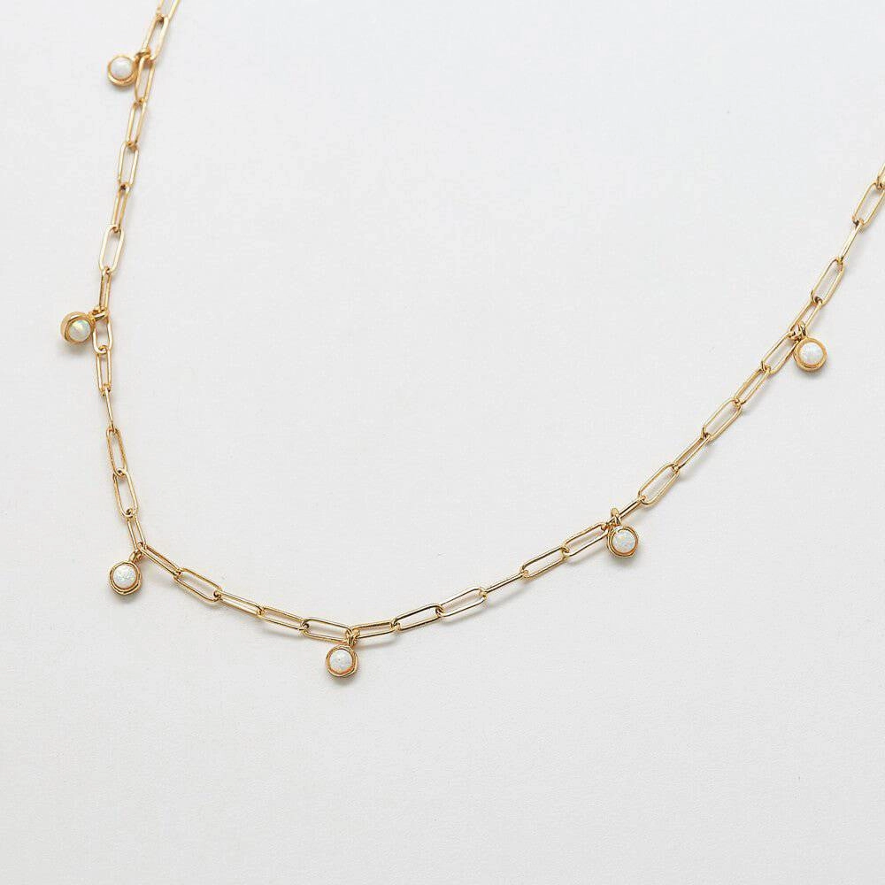 Lovely Gift Artistic Spirit Chain Link Opal Choker Necklace