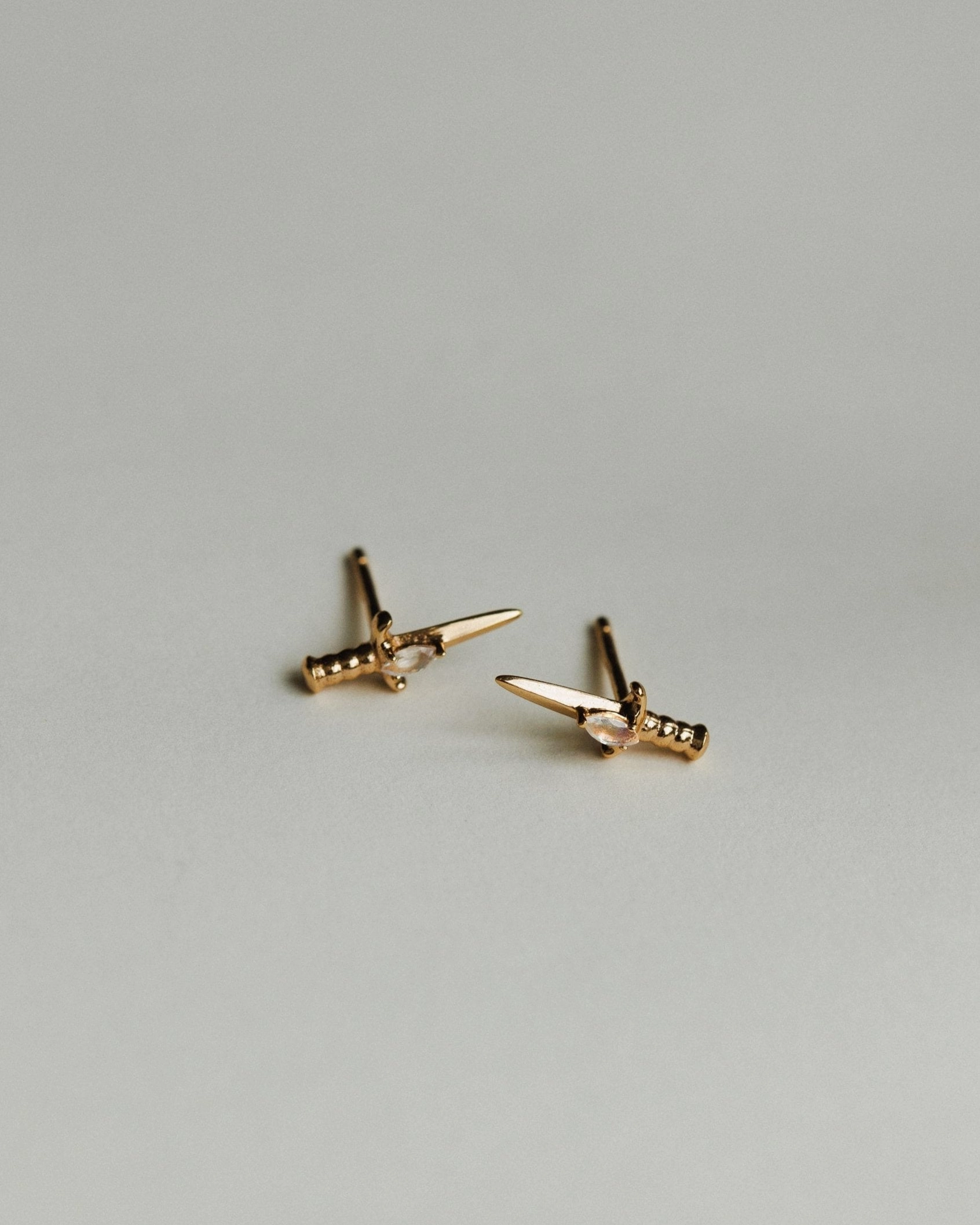 Oval Accessory Moonstone Dagger Studs