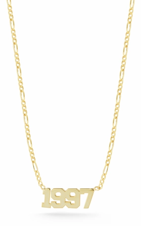 Expressive Style Polished Glam Year Nameplate Necklace