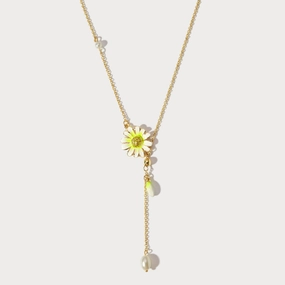 Daisy Flower Necklace Sparkling finish Clean Style