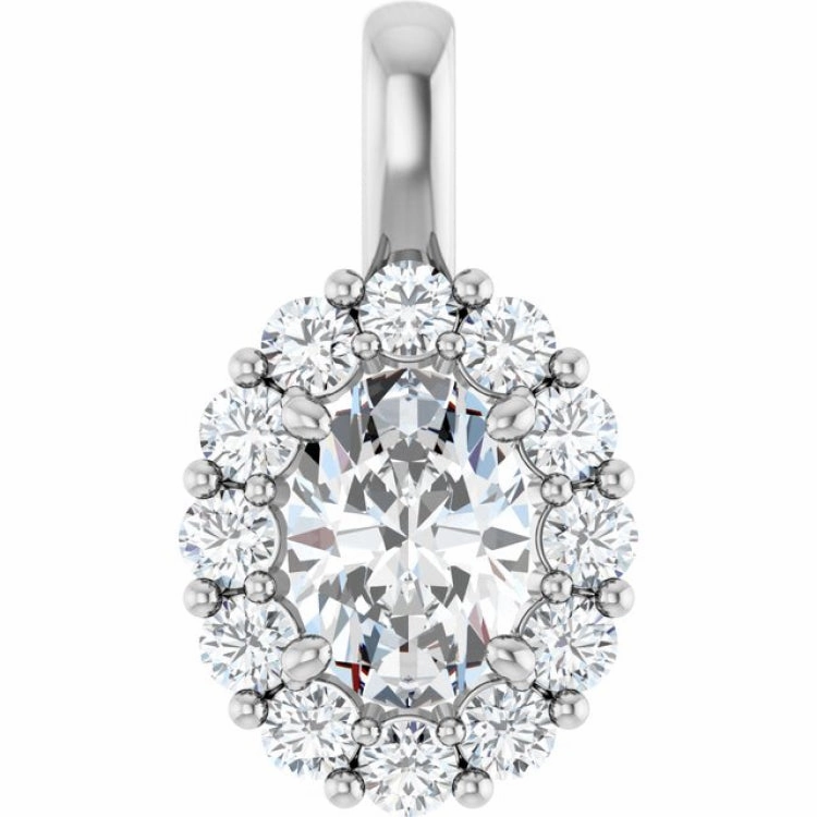 Diverse Accent Outdoor Accent 14K White 1 1/6 CTW Lab-Grown Diamond Halo-Style Pendant