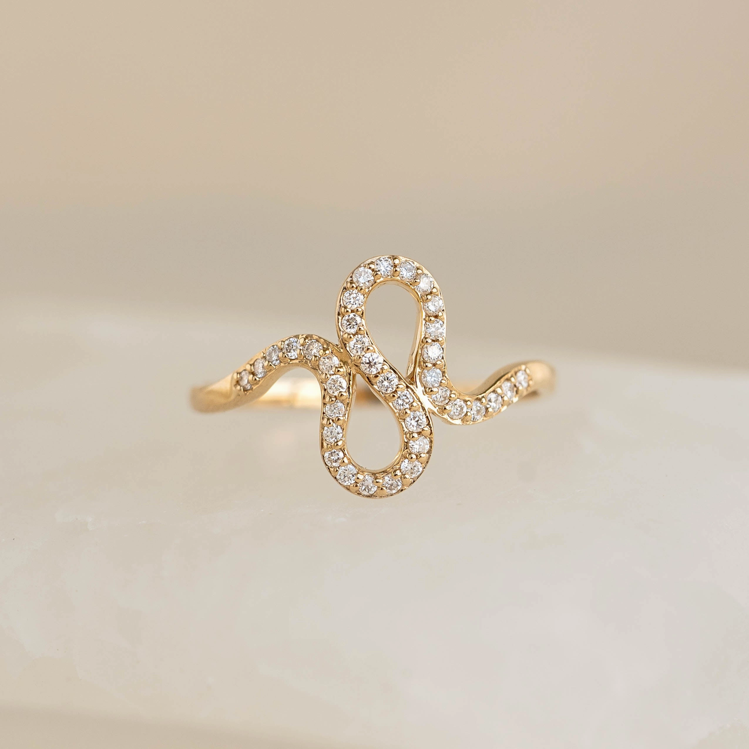 Diamond Squiggle Ring 14k Gold Lightweight Gift Amazing Accessory