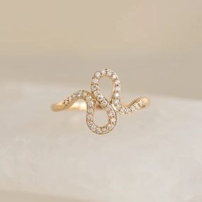 Diamond Squiggle Ring 14k Gold Beautiful Art Superior Ornament