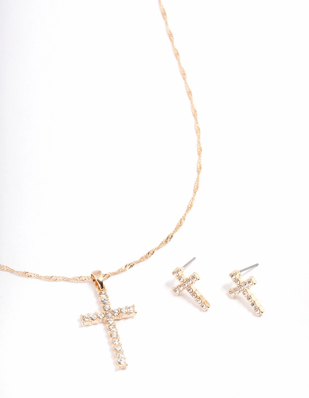 Daywear Fit Gold Diamante Cross Jewellery Set