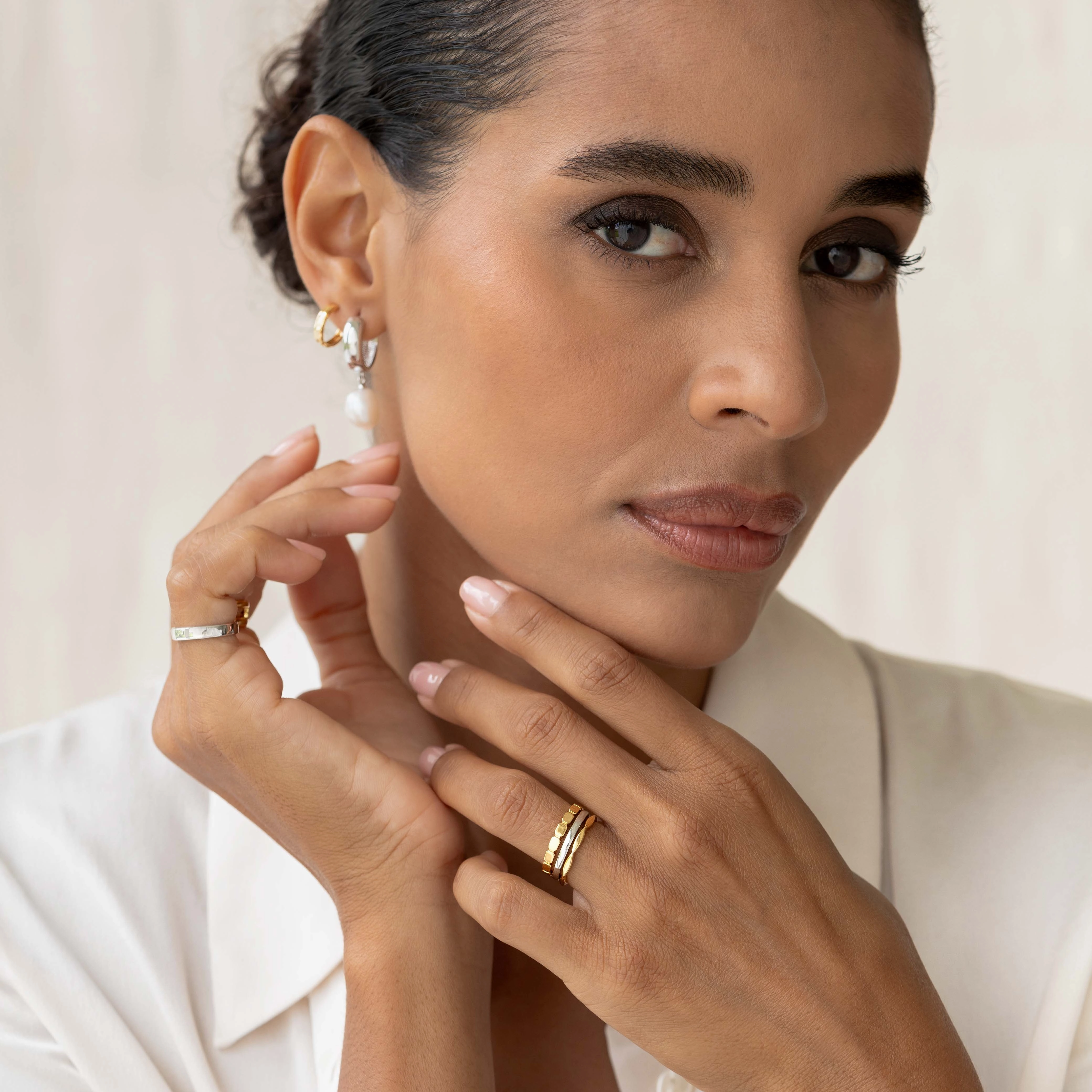 Ribbed Gold Ring - Mika Lightweight Adornment