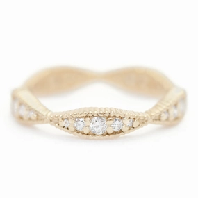 Gift Ready Ribbed Nestle Eternity Band - l8k Yellow Gold   Diamonds (.35 ctw)
