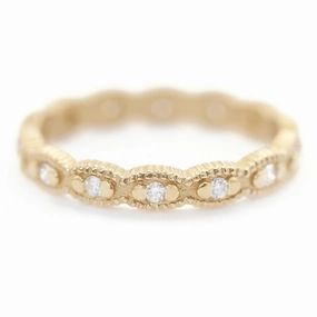 Fashion Jewelry Graceful Form Ribbed Scallop Band - l8k Yellow Gold   Diamonds (.2l ctw)