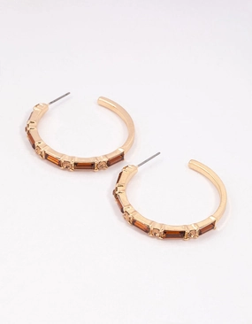 Timeless Charm Lush Touch Gold Baguette Medium Hoop Earrings