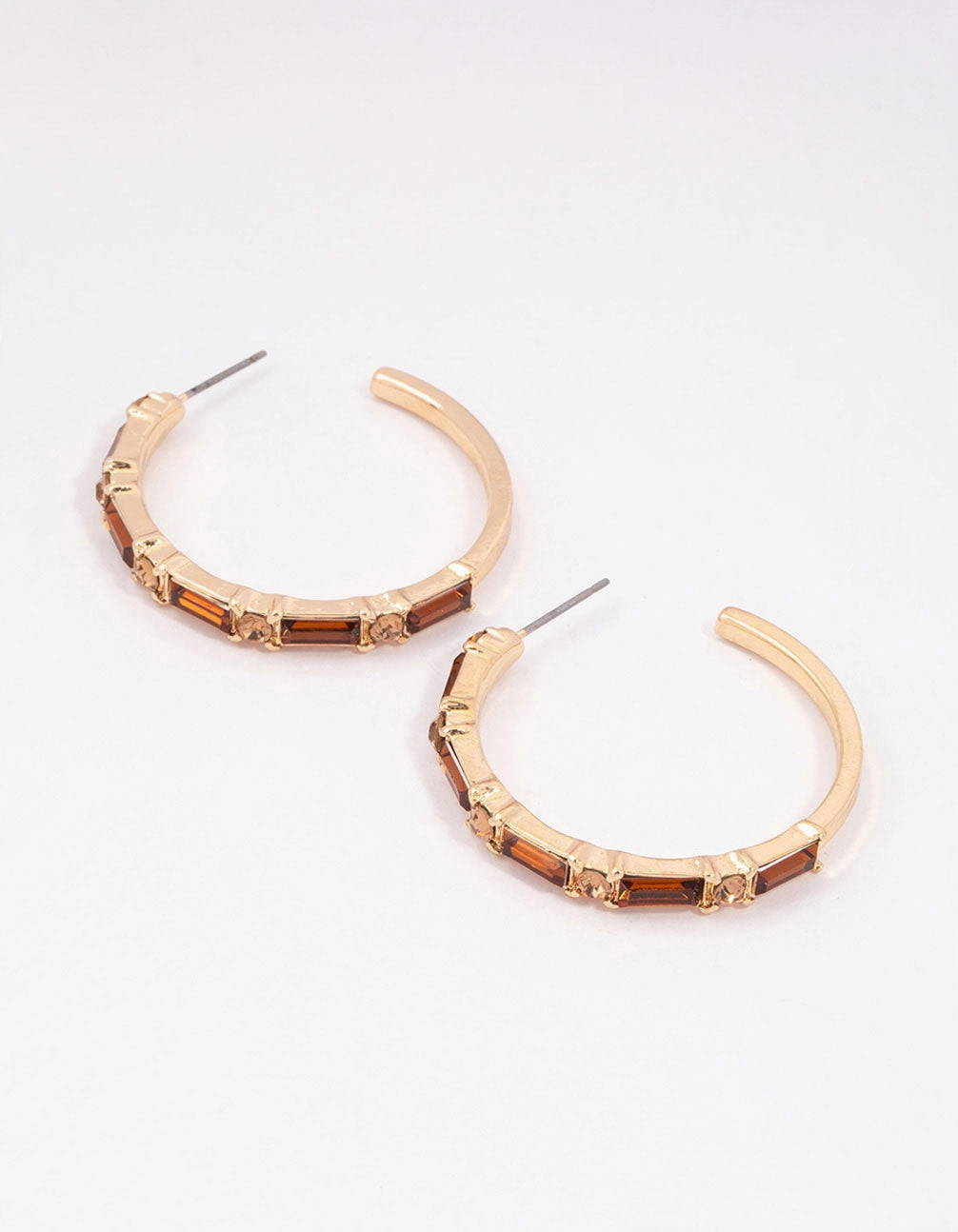 Timeless Charm Lush Touch Gold Baguette Medium Hoop Earrings