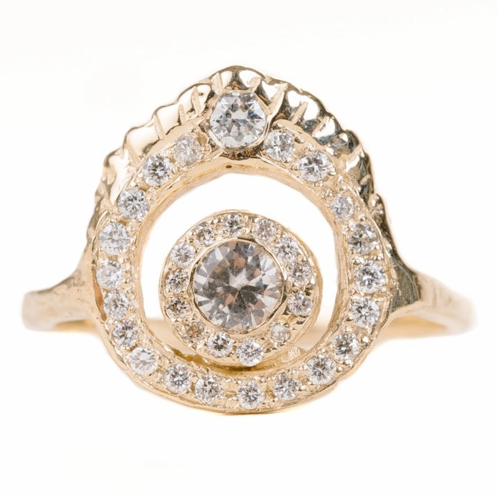 Rise In Love Ring - Sapphire, Diamonds   14k Gold Premium Feature