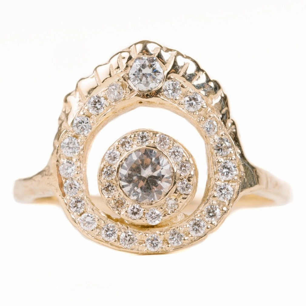 Rise In Love Ring - Sapphire, Diamonds   14k Gold Luxe Touch Textured Accent