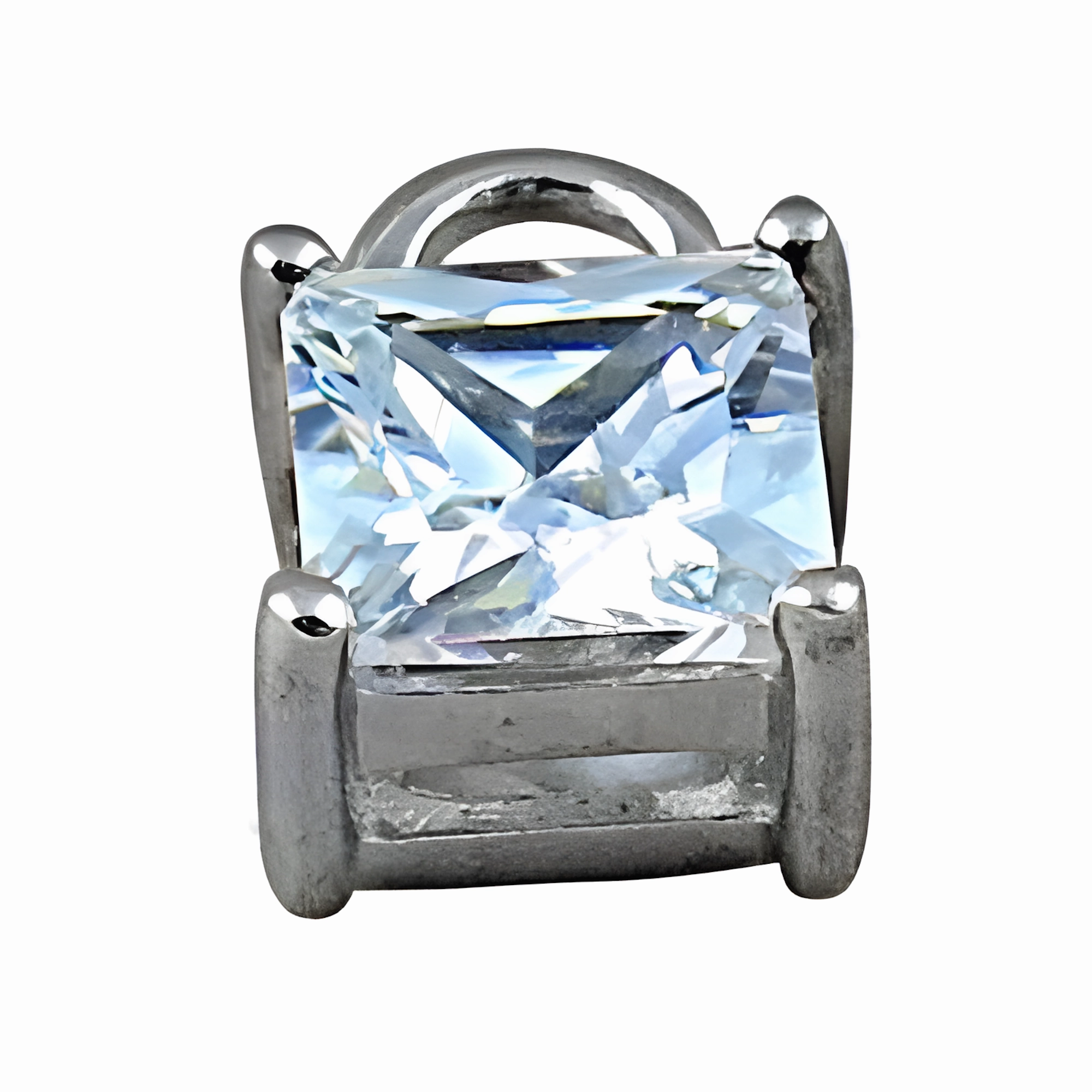Rocking Style Square Cubic Zirconia Pendant - 925 Sterling Silver Jewelry Splendid Jewelry