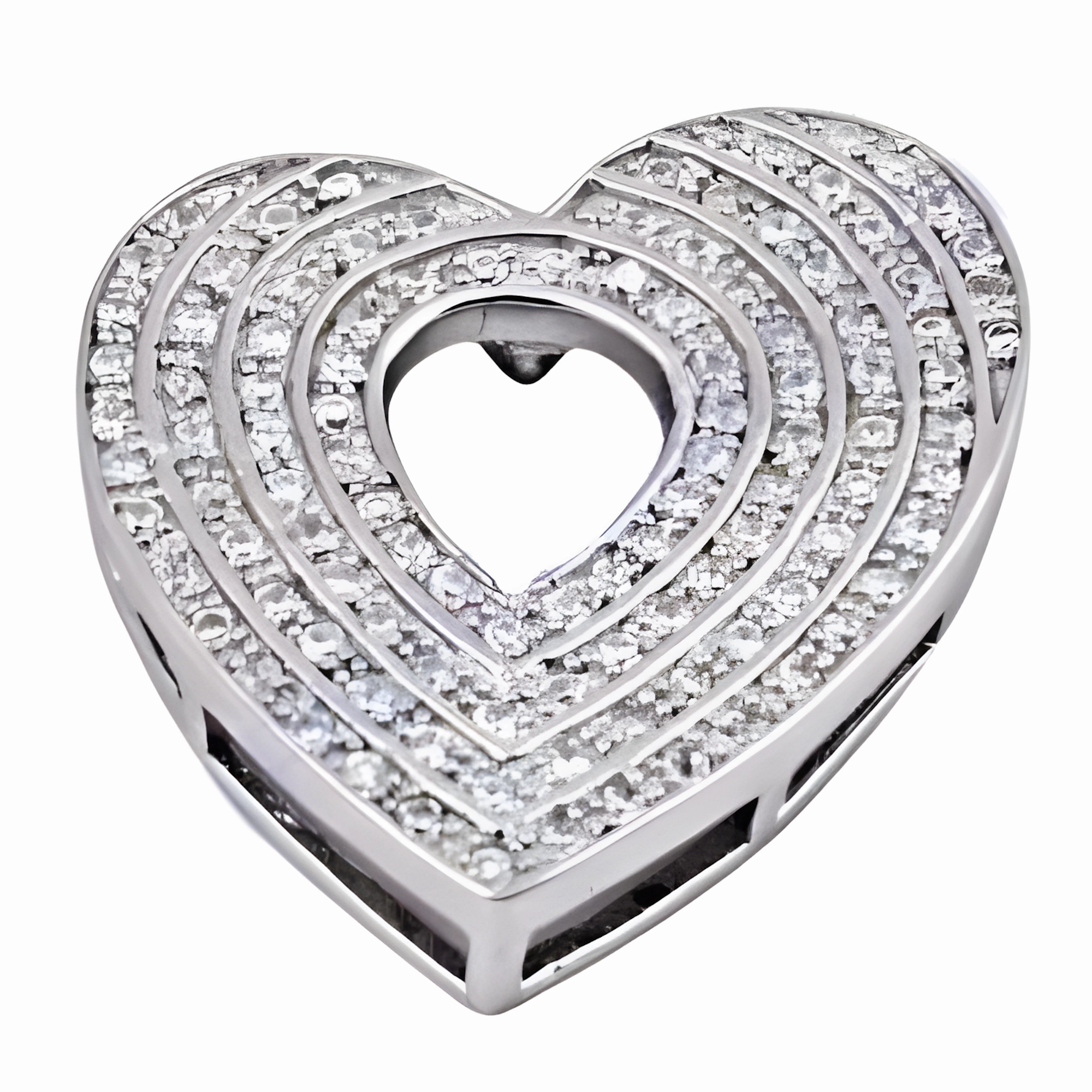 Romantic Heart Style Cubic Zirconia Silver Pendant - Superb CZ Gemstone Heart Pendant Keepsake Item