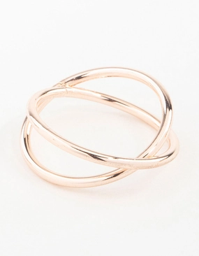 Rose Gold Cross Over Ring Radiant Surface Inspired Accent