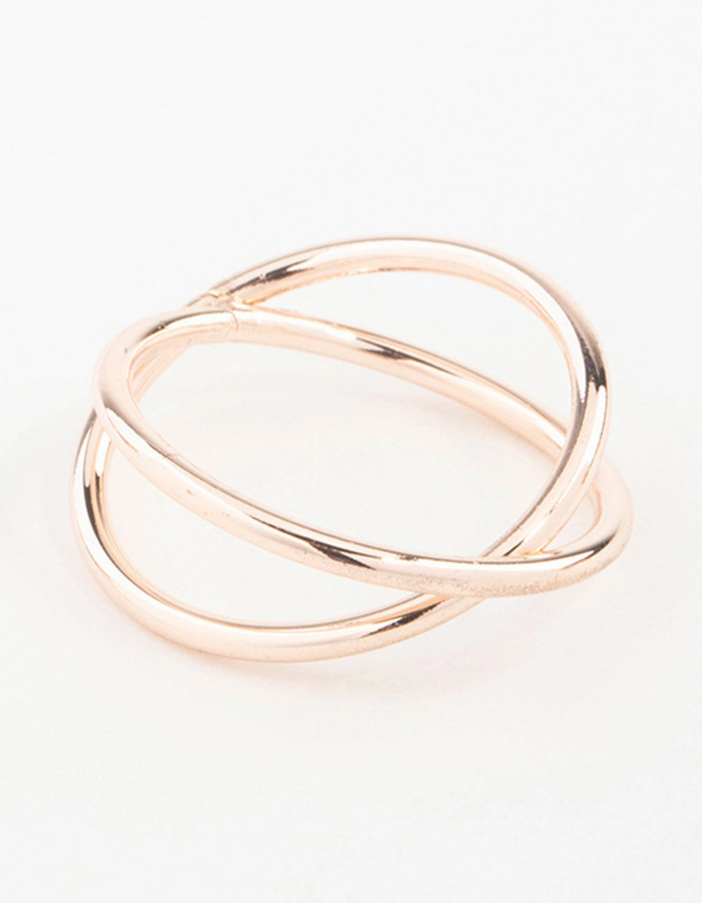 Rose Gold Cross Over Ring Radiant Surface Inspired Accent