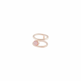 Rose Gold Double Band Centre Stone Ring Effortless Layer Chic Style