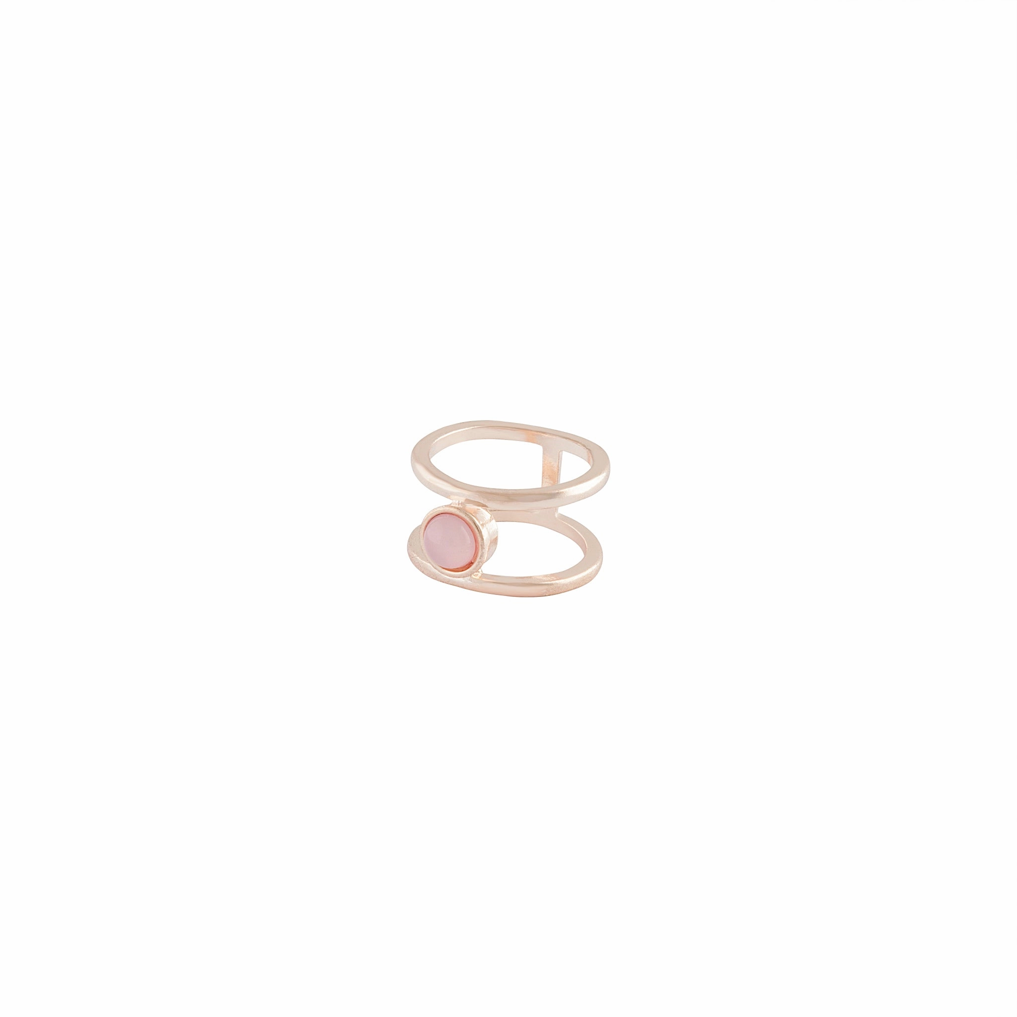Rose Gold Double Band Centre Stone Ring Effortless Layer Chic Style