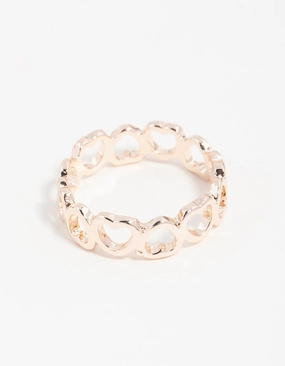 Rose Gold Heart Band Ring Breezy Look Glow Mode