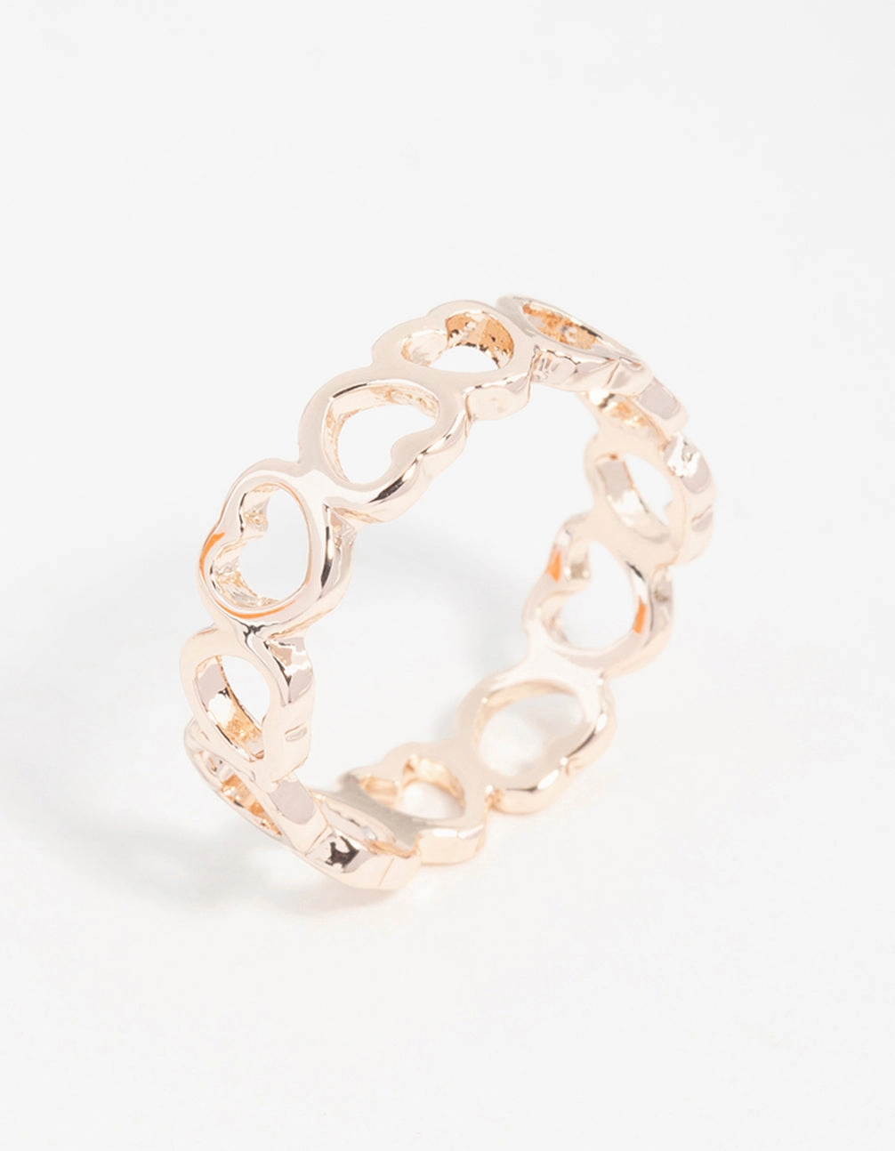High Shine Rose Gold Heart Band Ring