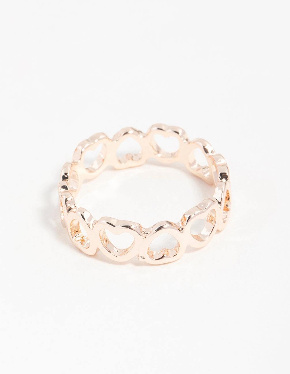 Rose Gold Heart Band Ring Breezy Look Glow Mode