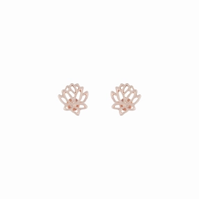 Rose Gold Open Lotus Earrings Chic Outfit