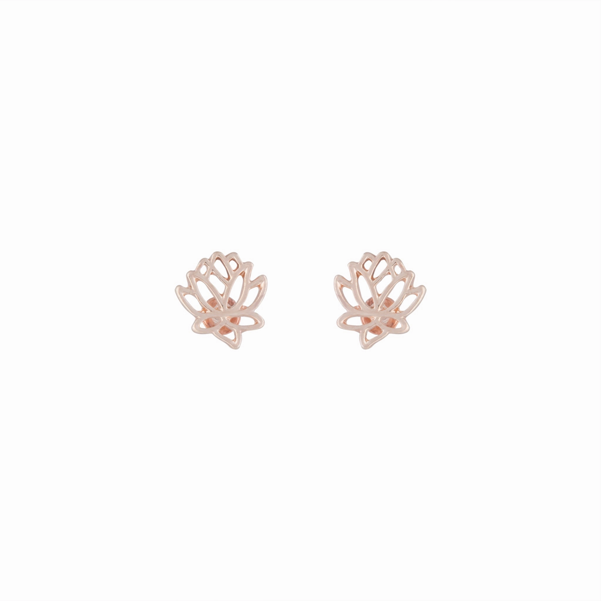 Rose Gold Open Lotus Earrings Chic Outfit