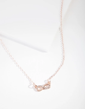 Rose Gold Simple Diamante Infinity Necklace Graceful Piece Versatile Craft