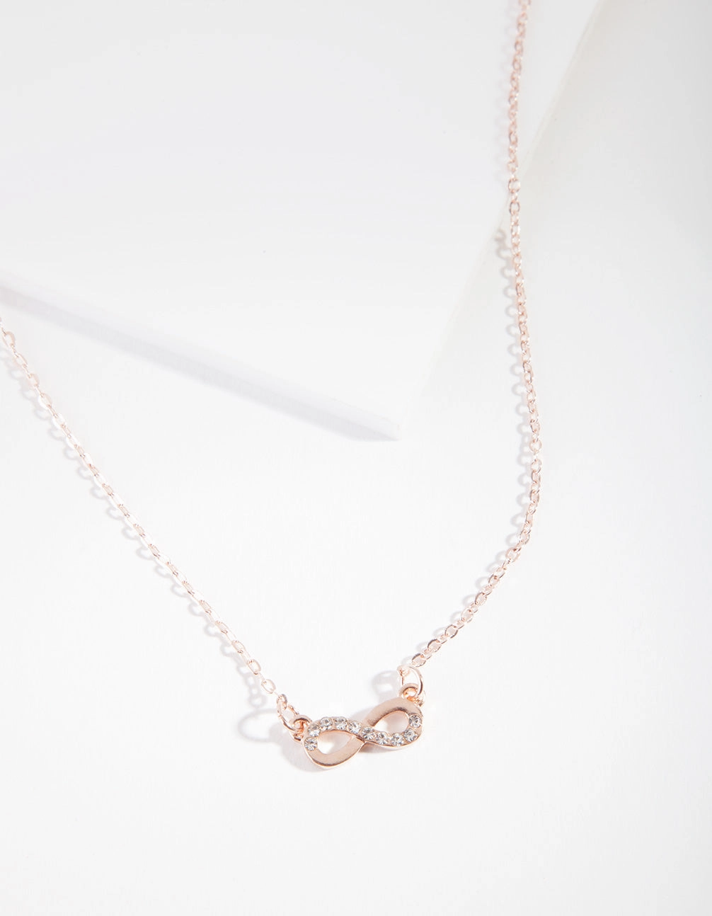Rose Gold Simple Diamante Infinity Necklace Graceful Piece Versatile Craft
