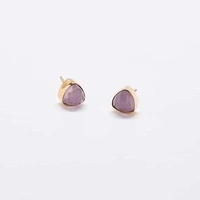 Rose Quartz Gold Triangle Studs Party Trinket