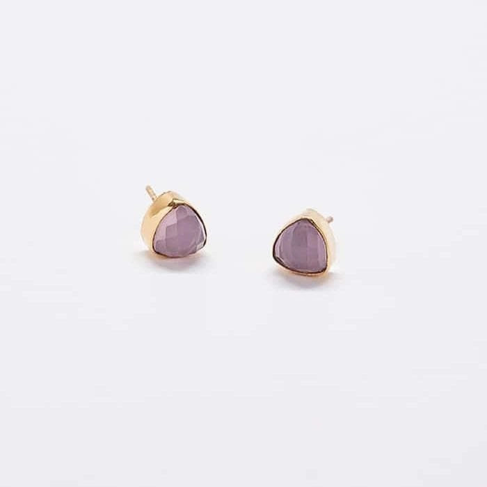 Rose Quartz Gold Triangle Studs Party Trinket