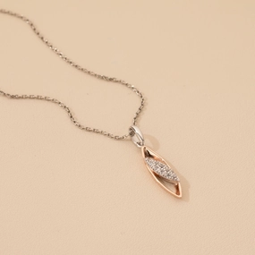 Rose-Tone Sterling Silver Dainty Open Marquise Pendant Personal Event Jewelry Special Present