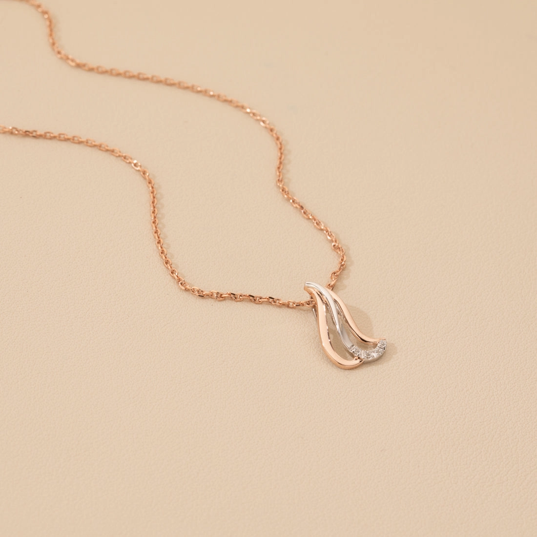 Rose-Tone Sterling Silver Double Flip Charm Pendant Romantic Style