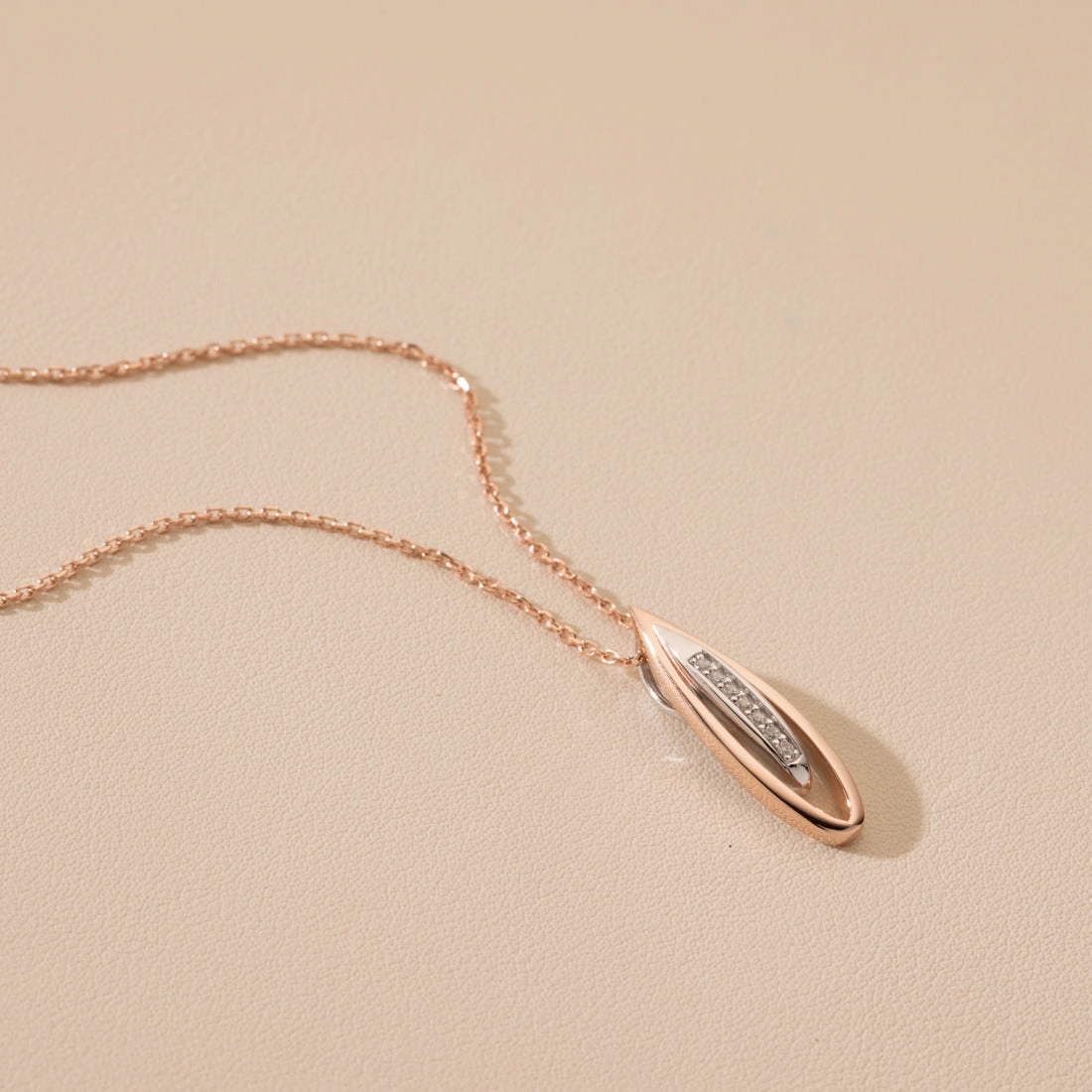 Simple Style Online Adornment Rose-Tone Sterling Silver Floating Teardrop Pendant