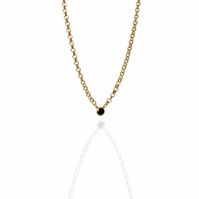 Eternal Piece Round Black Solitaire Necklace | Onyx Pendant in Gold