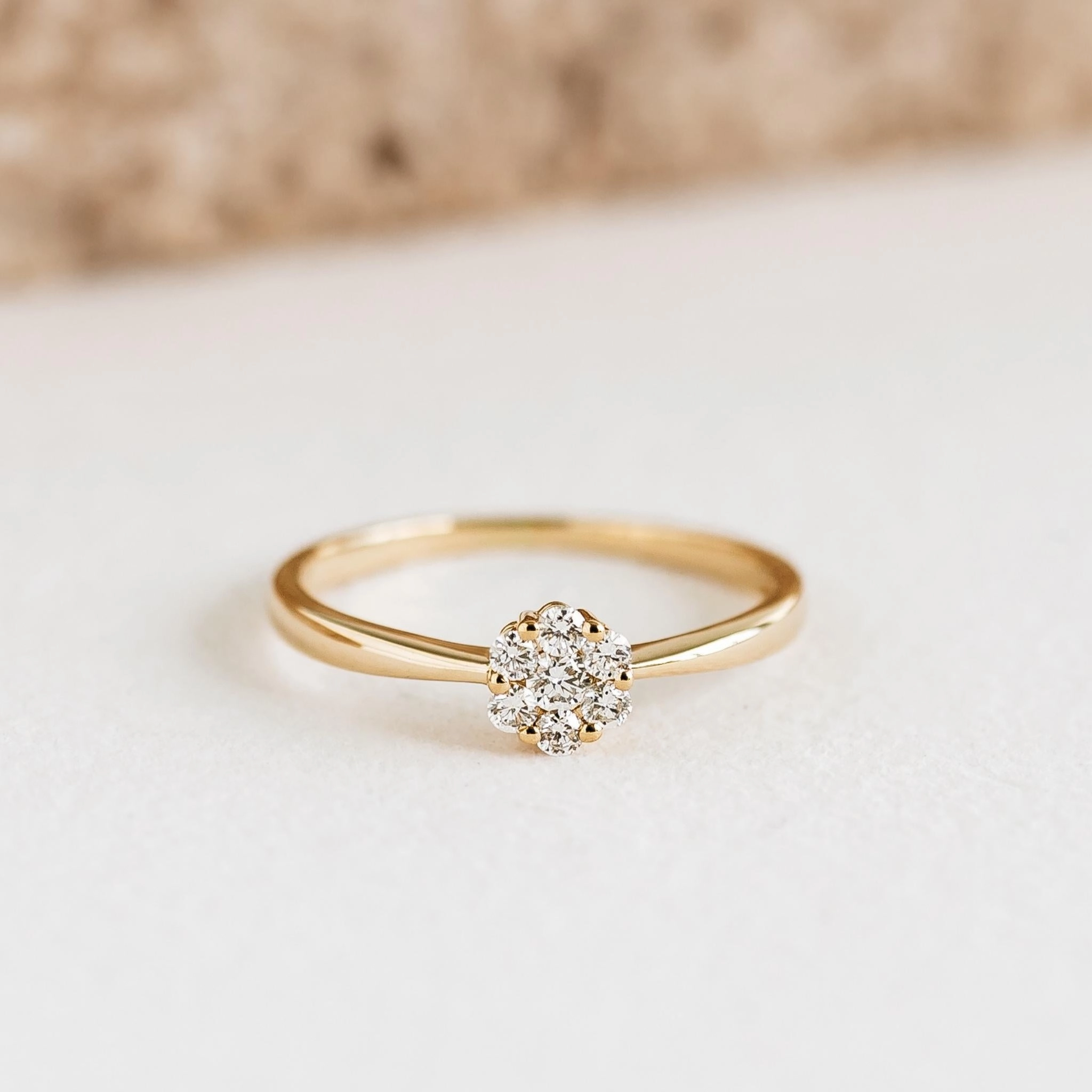 Round Cluster Diamond Ring 14k Gold - Talia Stylish Jewelry Beautiful Craft