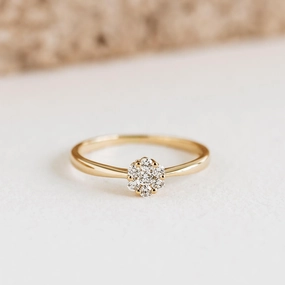 Round Cluster Diamond Ring 14k Gold - Talia Stylish Jewelry Beautiful Craft