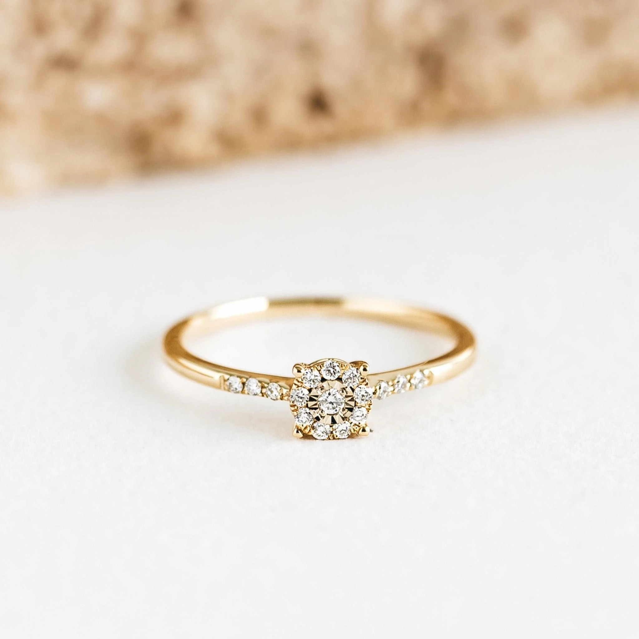 Round Cluster Diamond Ring 14k Gold - Zaira Artisan Piece Cost effective