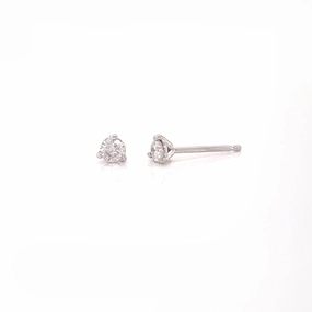 Sparkling Detail Round Diamonds in Three Prong Martini Earrings, 0.1cttw