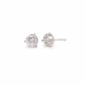 Statement Jewelry Round Diamonds in Three Prong Martini Earrings, 0.57cttw